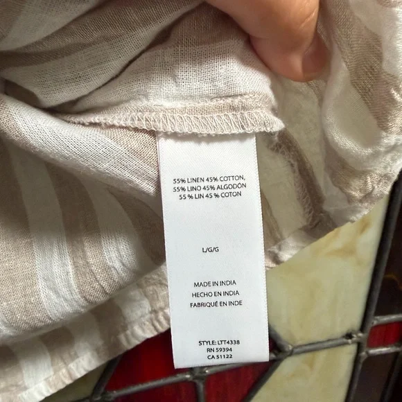 beachlunchlounge Beige and White Striped Blouse - Picture 3 of 4